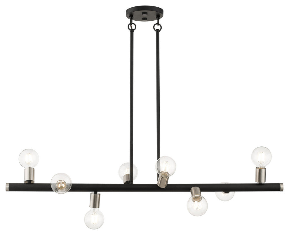 Livex Lighting Bannister 8-Light Large Chandelier, Black/Brushed Nickel