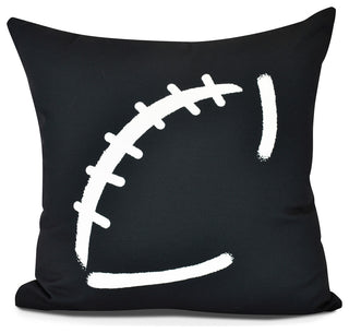 Football, Geometric Print Pillow, Black, 16" x 16"