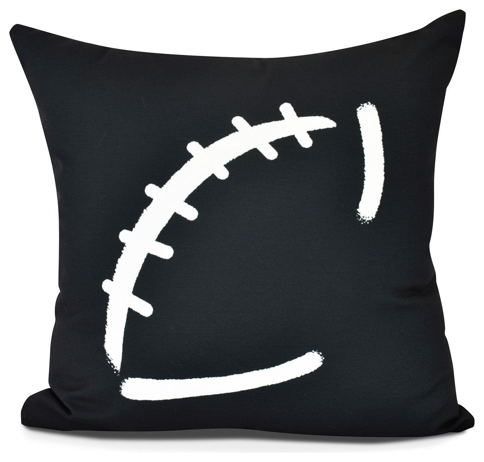 Football, Geometric Print Pillow, Black, 16" x 16"