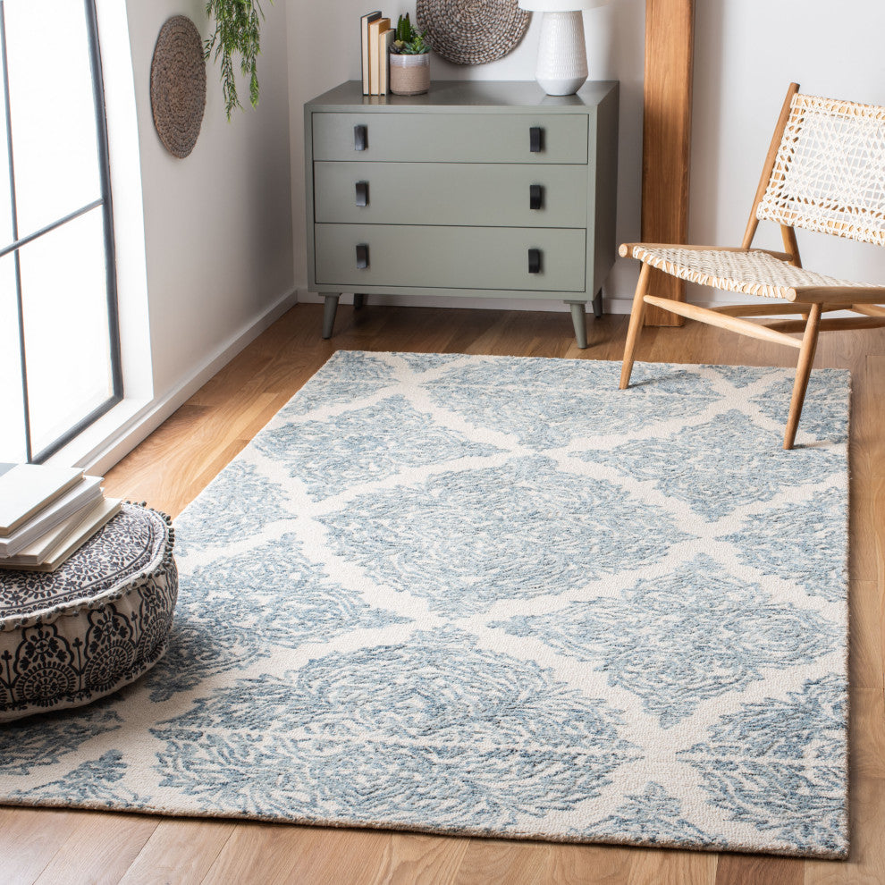 Safavieh Couture Abstract Collection, ABT346 Rug, Ivory/Blue, 4'x6'