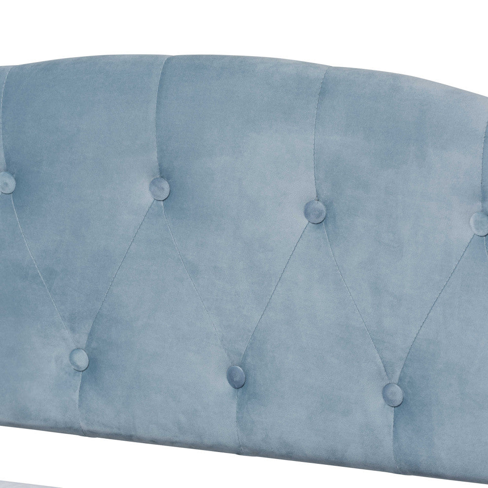 Lizaben Contemporary Velvet Fabric Upholstered Daybed, Twin, Light Blue