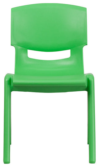 2 Pack Plastic Stackable School Chair with 15.5" Seat Height, Green
