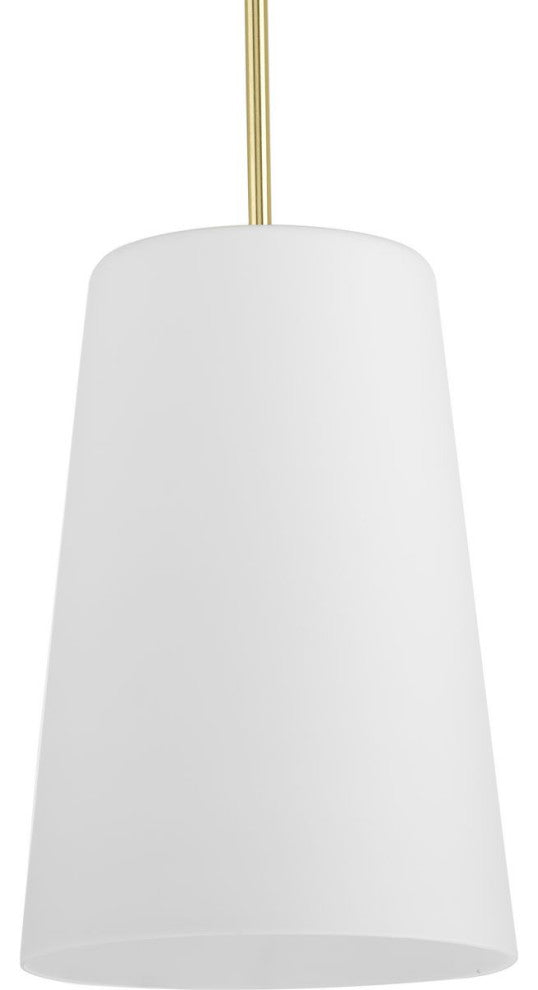 Clarion Collection One-Light Satin Brass Etched White Transitional Pendant