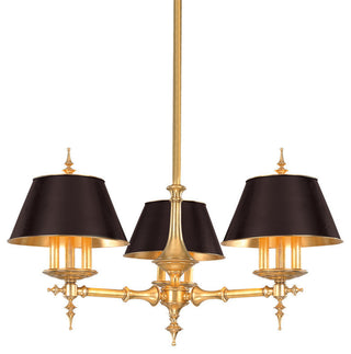 Cheshire, Nine Light Chandelier, Aged Brass Finish, Black