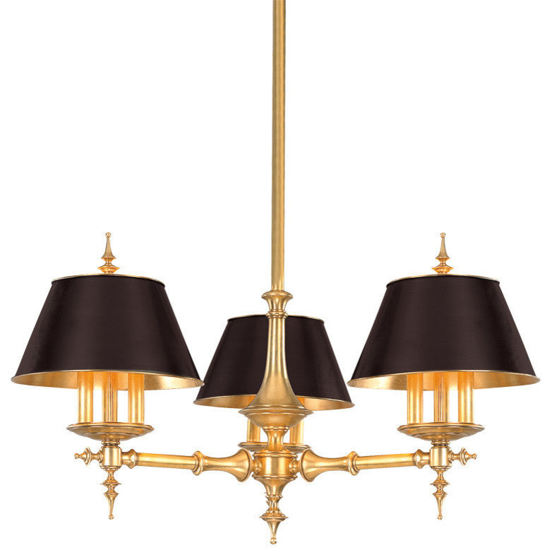 Cheshire, Nine Light Chandelier, Aged Brass Finish, Black