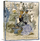 "Ladies Seated on a Bench" Artwork, 19" x 22"