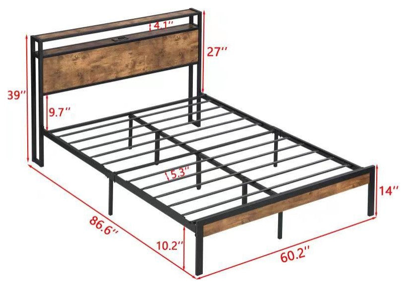 Gewnee Queen Size Metal Platform Bed Frame