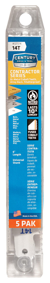 Contractor Series Reciprocating Saw Blades, Set of 5, 14Tx6"