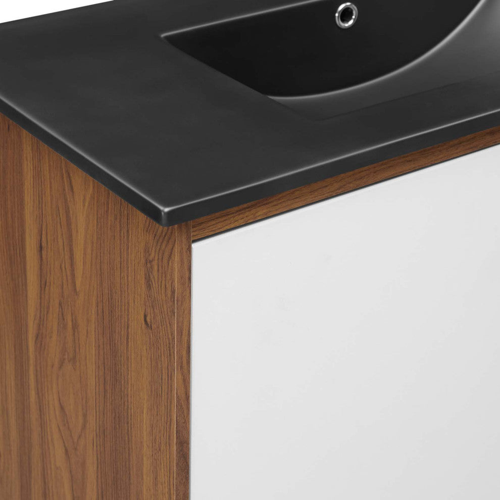 Transmit 36" Wall-Mount Bathroom Vanity - Walnut Black