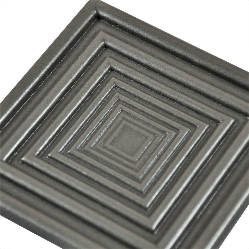 Focus 4"x4" Brushed Nickel Resin Decorative Insert Accent Piece Tile, Set of 4