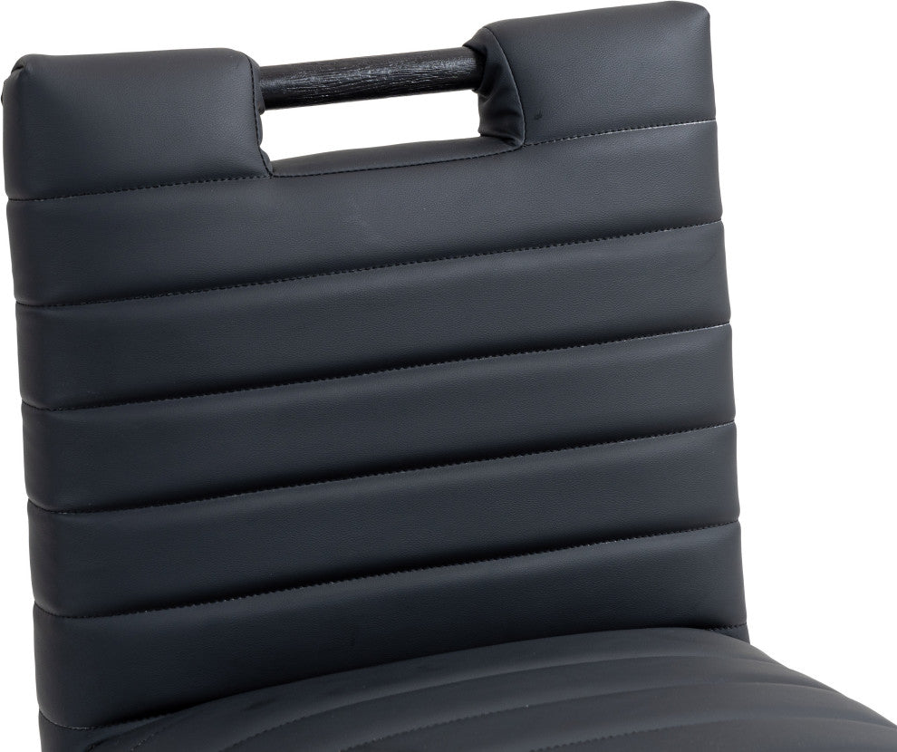 Aimee Upholstered Counter Stool, Black, Vegan Leather, Black Finish