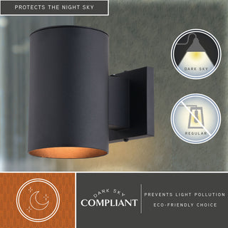 Chiasso Aluminum Cylinder 1 Light Dusk to Dawn Black Outdoor Wall Lantern