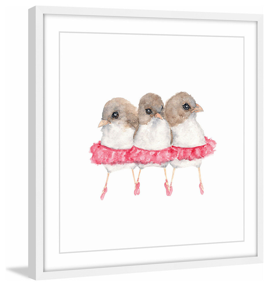 Marmont Hill, "Ballerina Birds" by Thimble Sparrow Framed Painting Print, 12x12