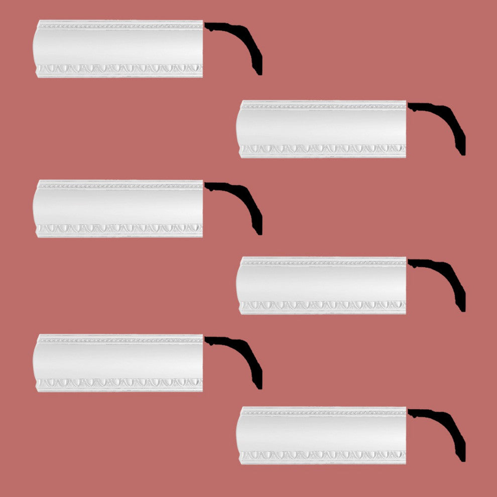 Cornice White Urethane Gwendolyn Ornate Design 6 Pieces Totaling 472.5" Length