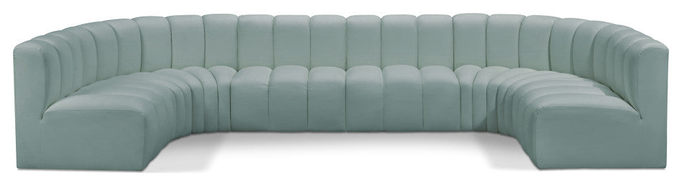 Arc Vegan Leather Upholstered 8-Pc. U-Shaped Modular Sectional, Green