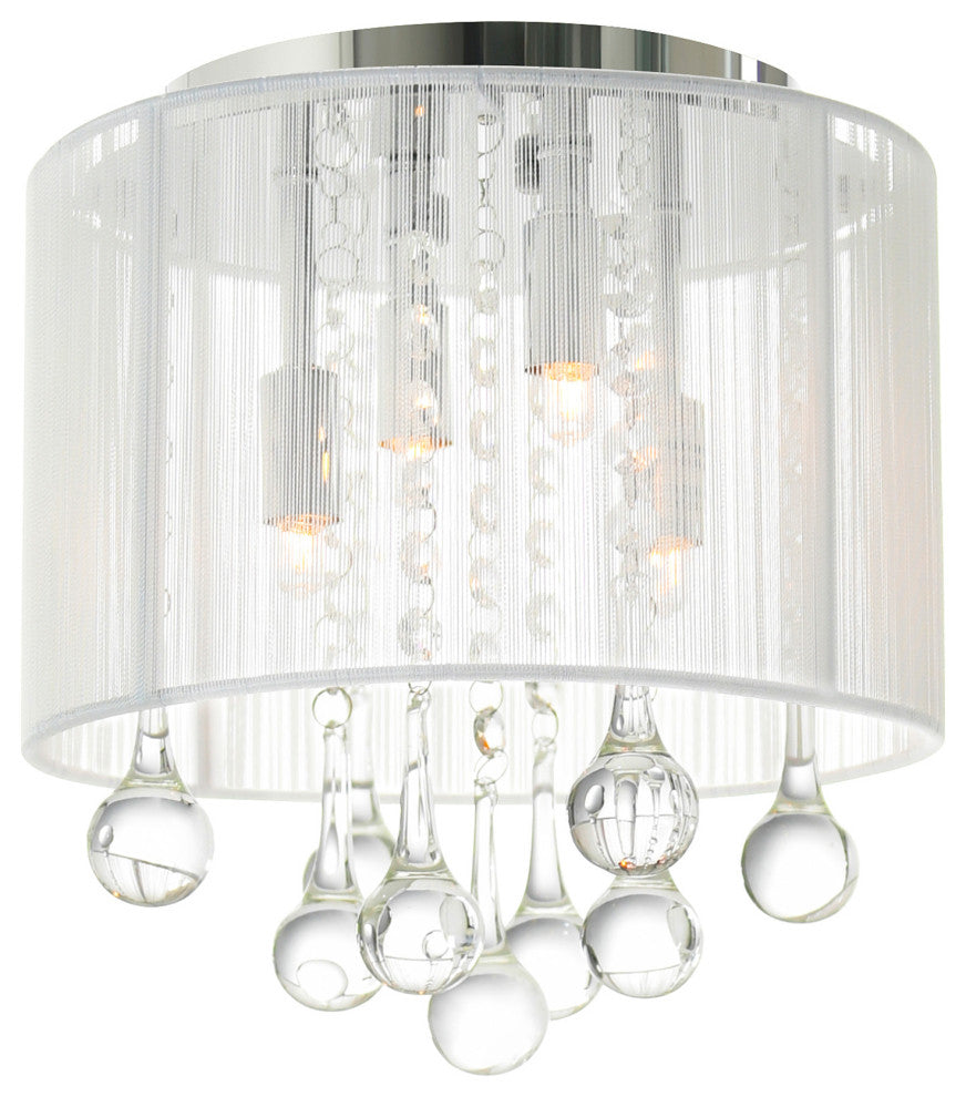 Water Drop 4 Light Drum Shade Flush Mount With Chrome Finish