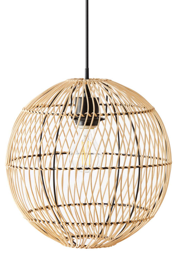 Pendant Ceiling Light Fixture, Brown Natural, Wood, Modern, Mid Century
