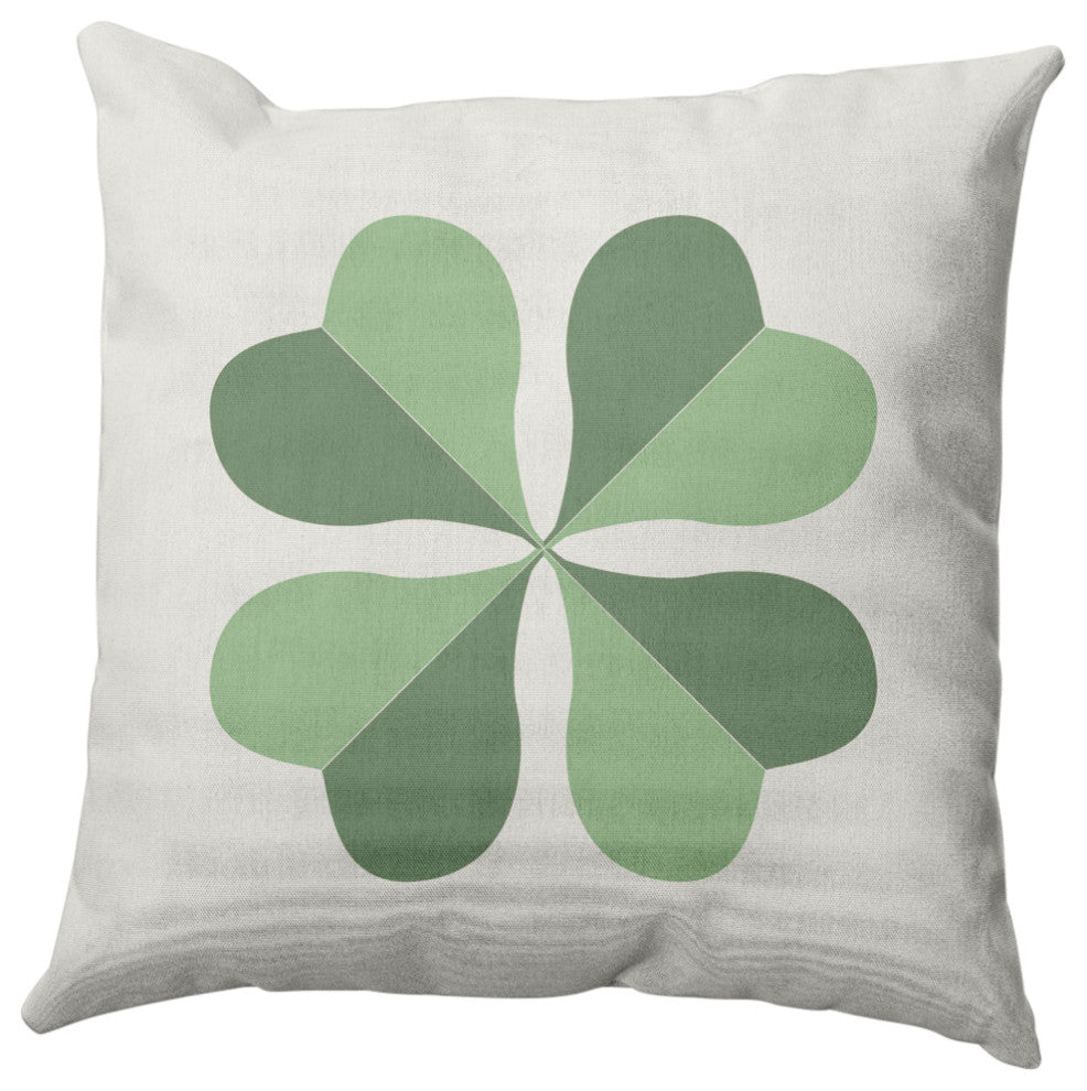 Lucky Clover St. Patrick's Day Indoor/Outdoor Pillow, Laurel Tree Green, 16x16"
