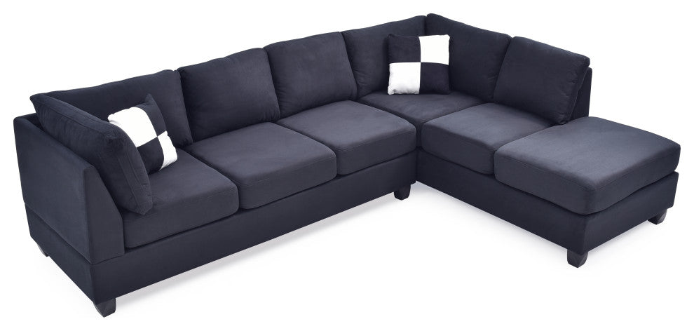 Solana Micro Suede Sectional, Black Micro Suede