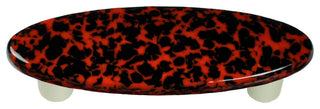 Art Glass Oval Granite Pull, Alum Post, Granite, Black & Orange