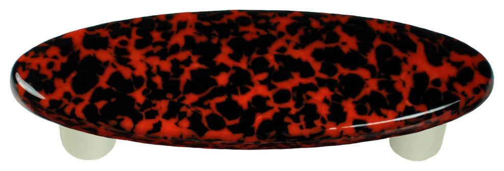 Art Glass Oval Granite Pull, Alum Post, Granite, Black & Orange