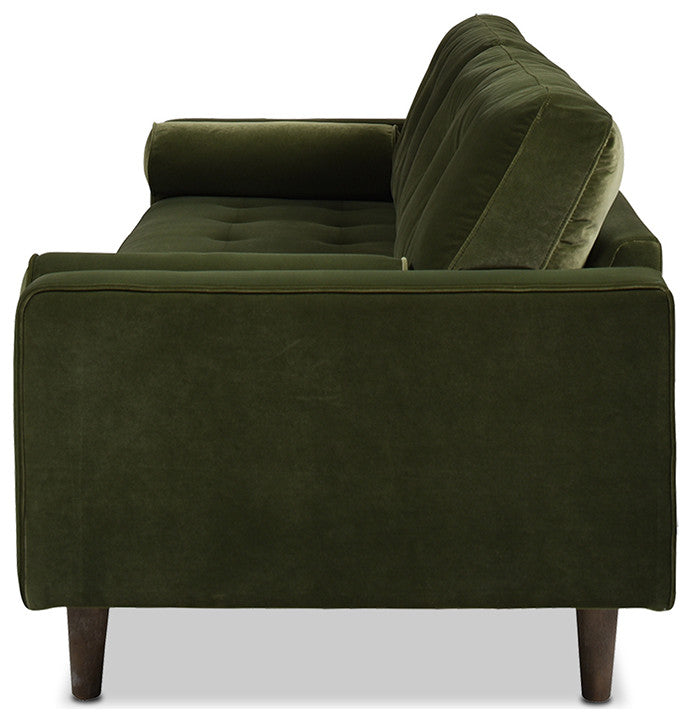Nicholas 84.5" Mid-Century Modern Sofa, Olive Green Performance Velvet