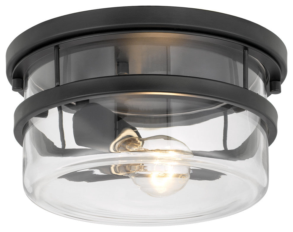 Kenmore 1-Light Black Finish Flush Mount 9.88"x9.88"x5"
