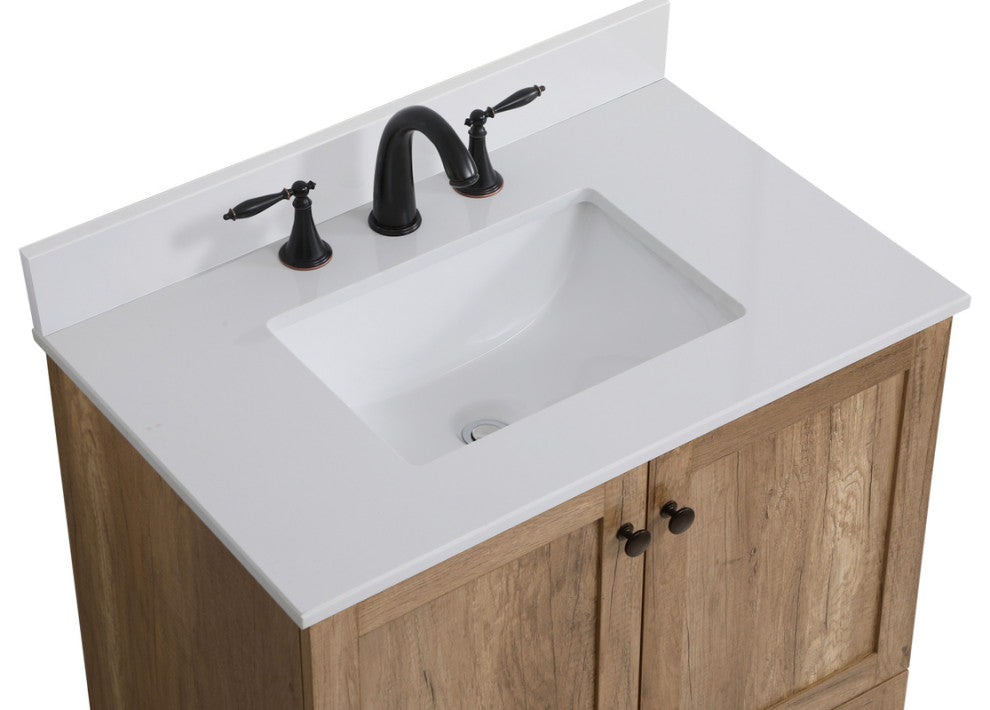 Home Living 30" Single Bathroom Vanity, Natural Oak With Backsplash