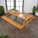 Shoreham 59" Modern Classic Outdoor Wood Picnic Table Benches With Umbrella Hole