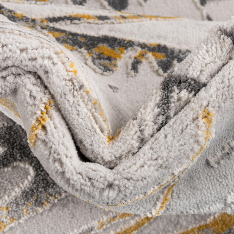 Unique Loom Anne Finsbury Rug, Yellow and Gray, 2'x8'