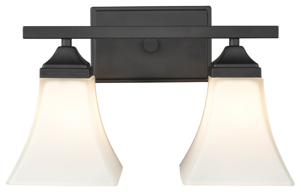 2 Light 14" Matte Black Vanity Light