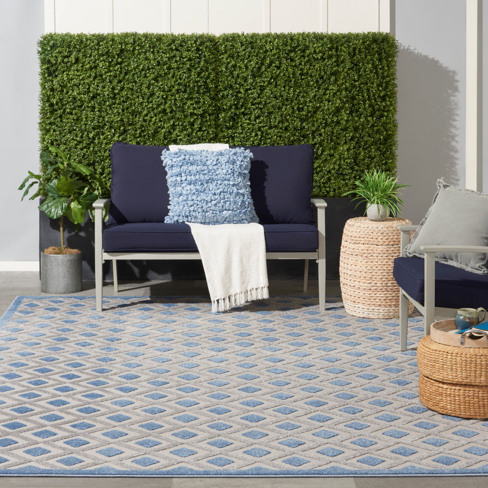 Nourison Aloha 9' x 12' Blue/Grey Modern Area Rug