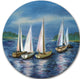 Yachts By Obsky Sea, Seascape Photo Disc Metal Artwork, 36"