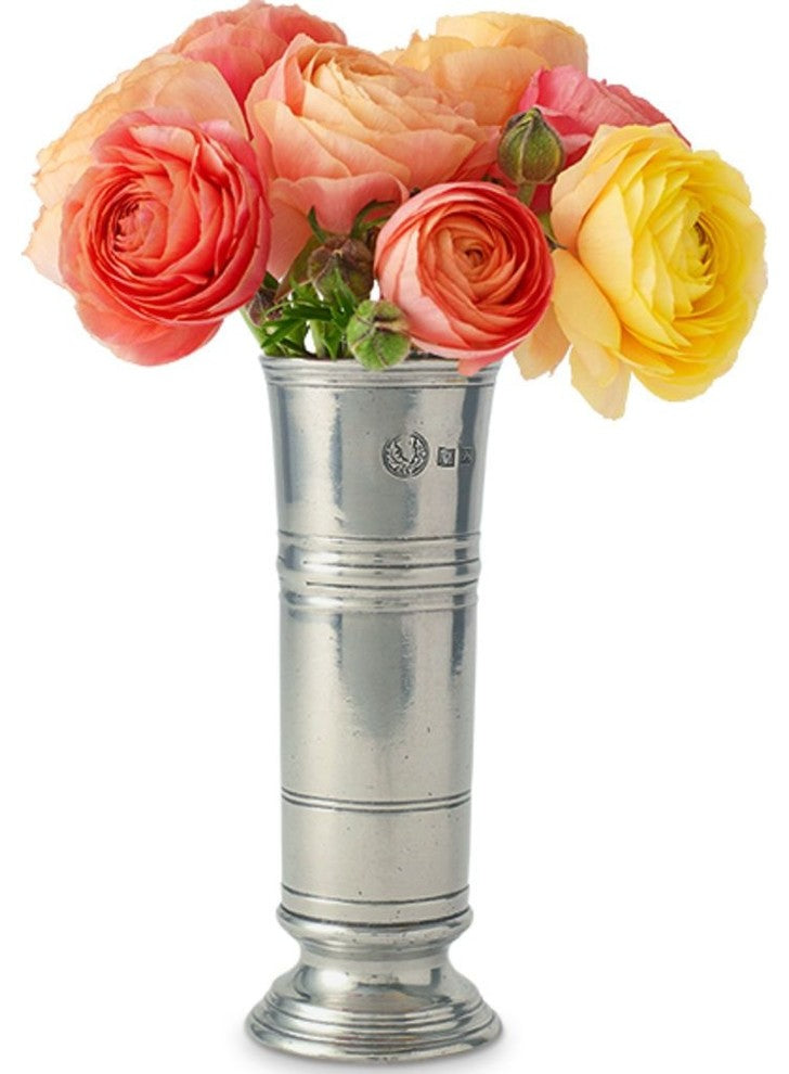 Match Footed Cylinder Vase, Pewter