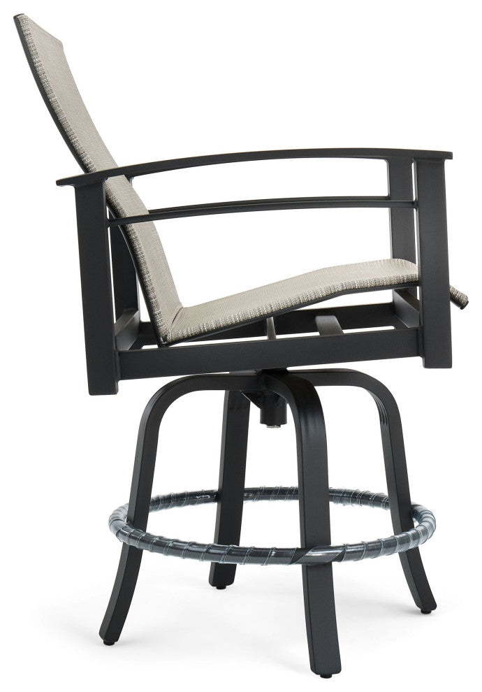 Stanford Sling Swivel Balcony Stool, Gray Rush