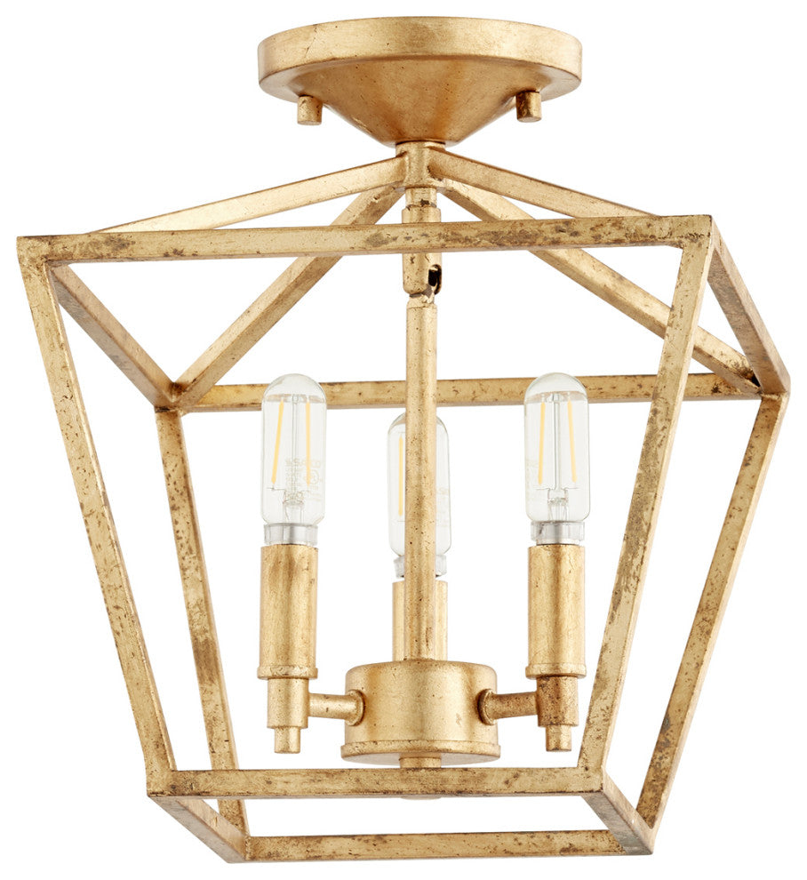 Quorum 304-10-74 Three Light Dual Mount, Gold Leaf Finish