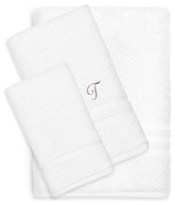 Denzi 3-Piece Towel Set Monogrammed Letter, T