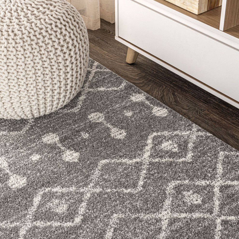 Aksil Moroccan Beni Souk Area Rug, Gray/Cream, 4 X 6