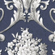 Classic Silks 2, Damask Stripes Silk Emboss Blue, White Wallpaper Sample