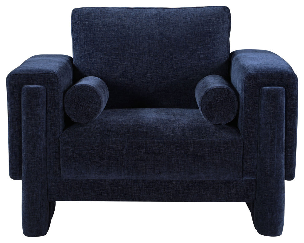 Madeline Chenille Fabric Upholstered Chair, Navy, Chair