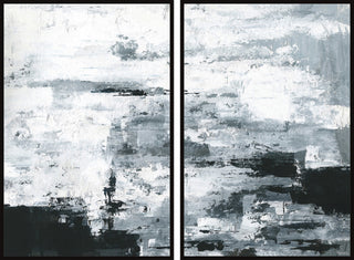 Black and White Smudges Diptych, 80"x60"