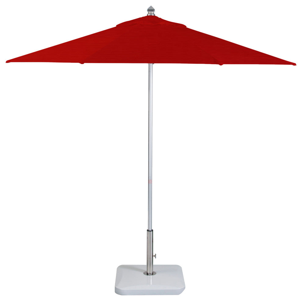 9'  Round Flexibe Commercial Umbrella, Silver, Sunbrella, Jockey Red