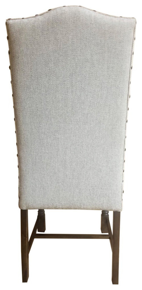 Gray Herringbone and Walnut Wood Dining Chair