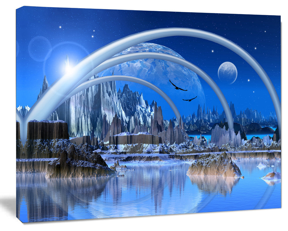 Blue Fantasy Landscape, Landscape Canvas Art Print, 60x40