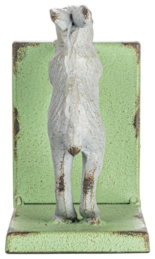 2-Tone Cast Iron Rabbit Bookends, Set of 2, Grey and Green