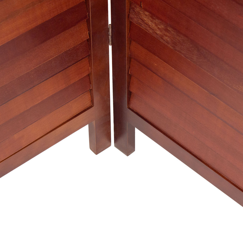 6' Tall Wooden Louvered Room, Walnut, 4 Panel