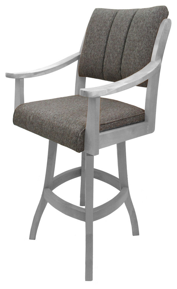 Swivel Counter Wood Bar Stool Casa on S-Base, Mojave Grey - White, 34"