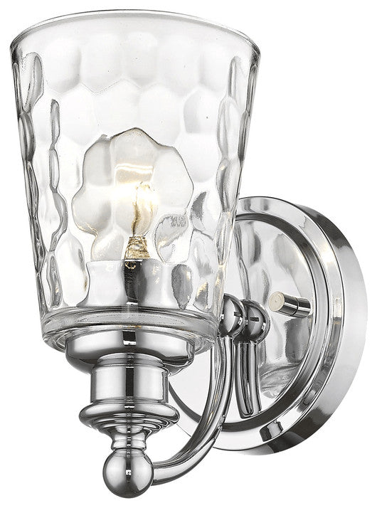 Silver Metal and Pebbled Glass Wall Light