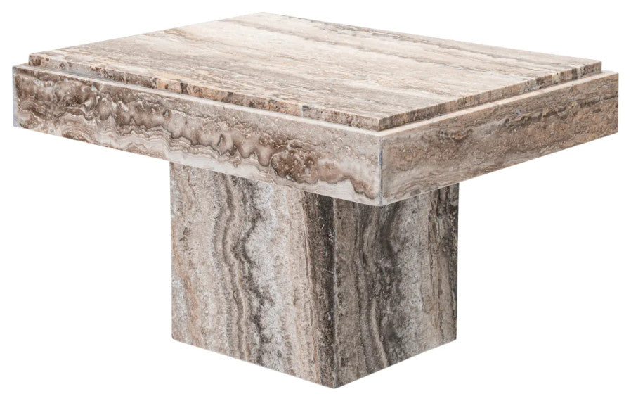 Silver Travertine Rectangular Side Table, Eichholtz Sartoria