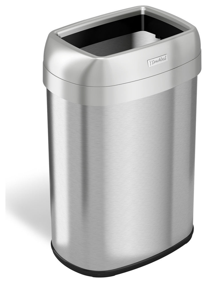 iTouchless 13 Gallon Oval Open Top Trash Can + AbsorbX Odor Filters, 13 Gallon